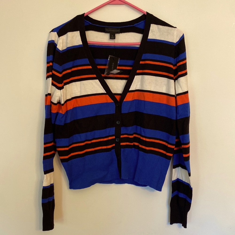 Worthington Y2K cropped rayon blend button down cardigan sweater